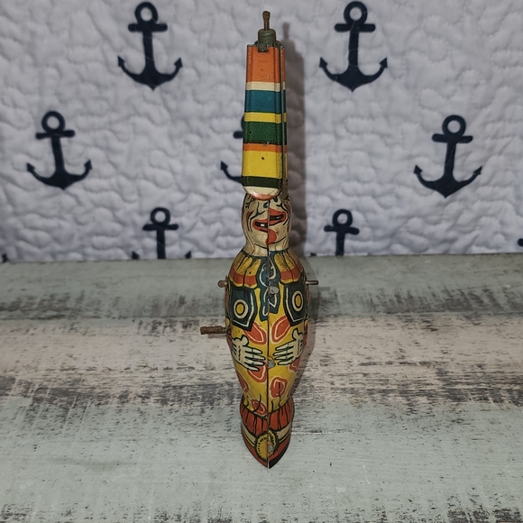 Vintage RARE MISPRINT 1920s Clown Tin Toy in Working Order - Picture 3 of 8